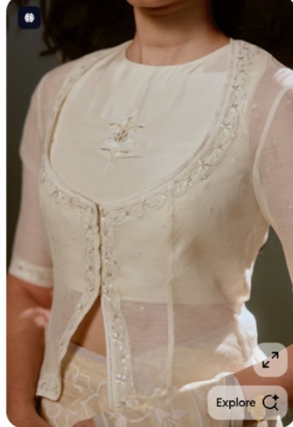 Sheer Chikankari Cropped Jacket / Overlay Shrug