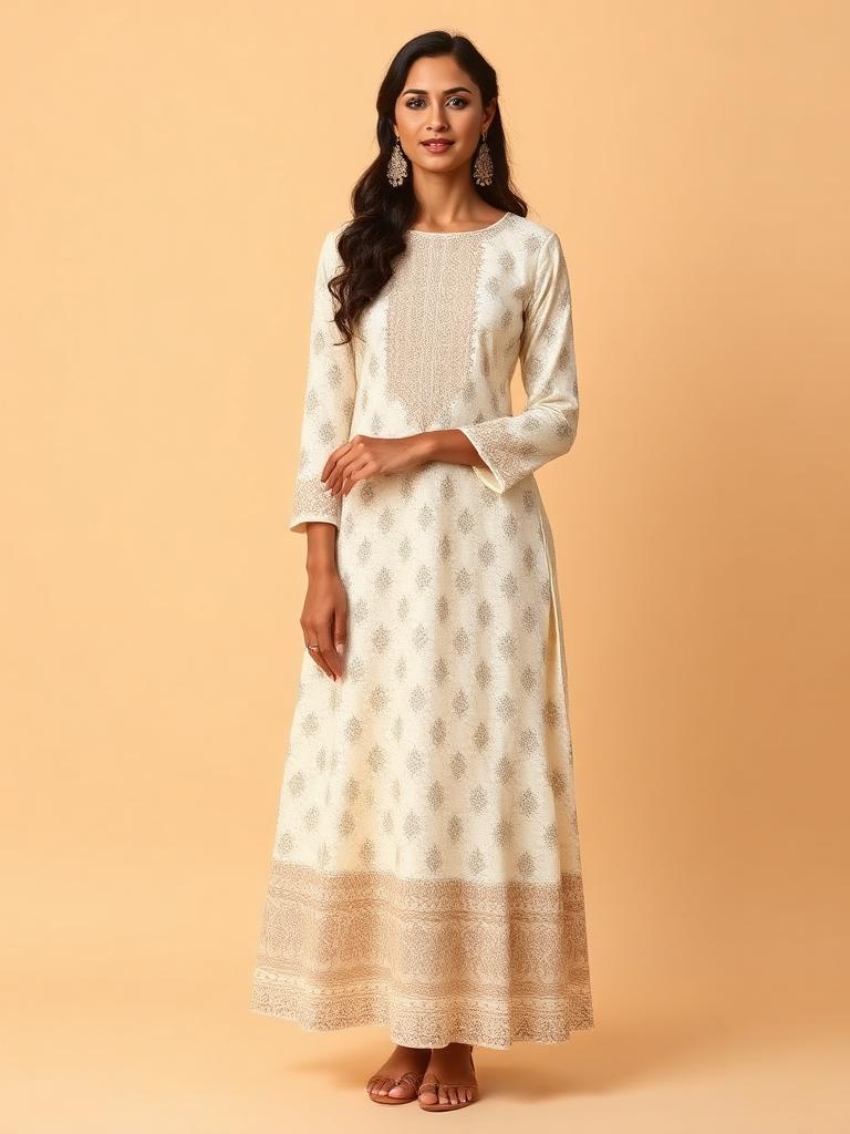Ivory Chikankari Anarkali Kurta